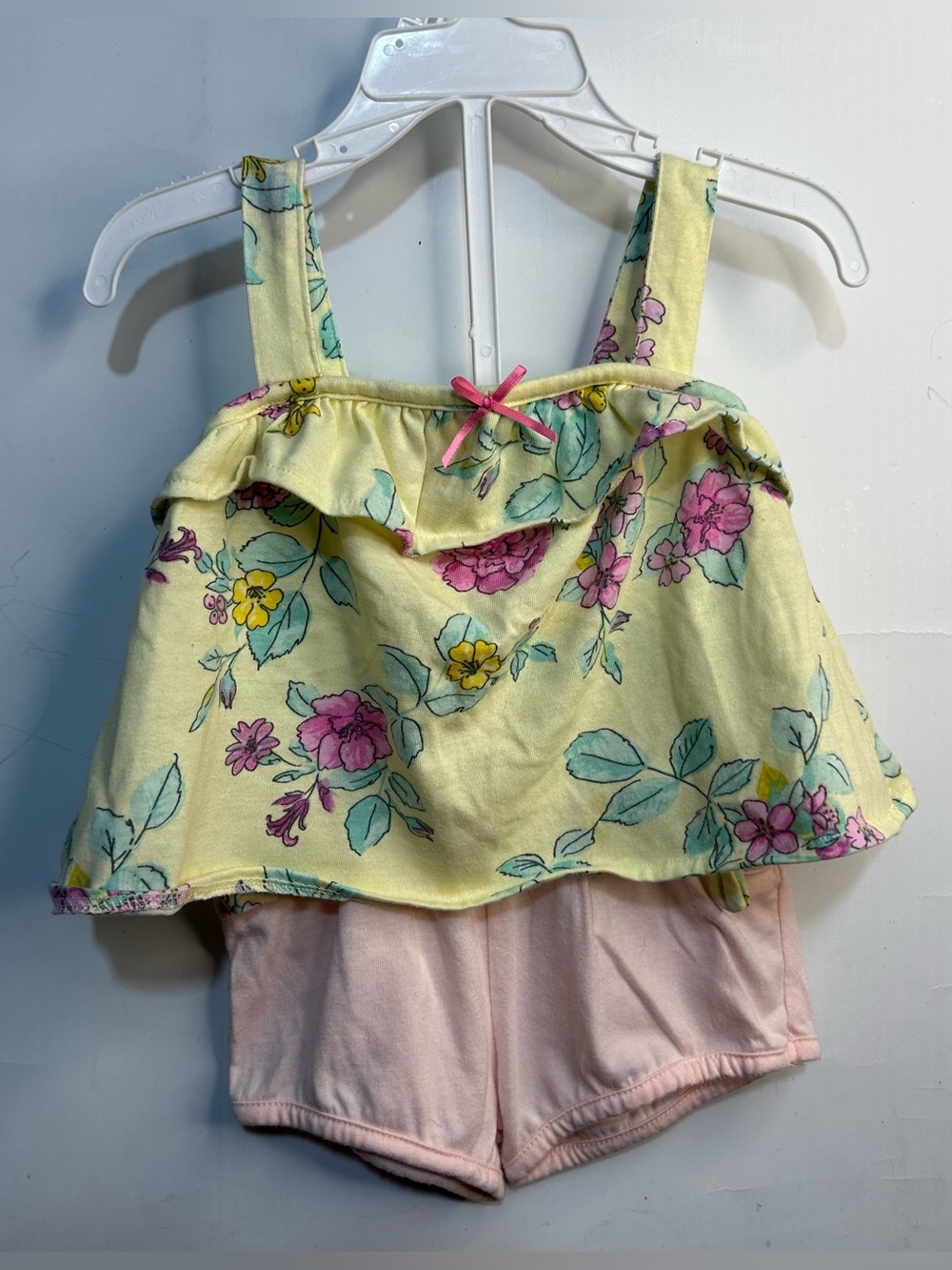 Tahari Baby Floral Yellow & Pink Short Matching Set Girls 24 Months